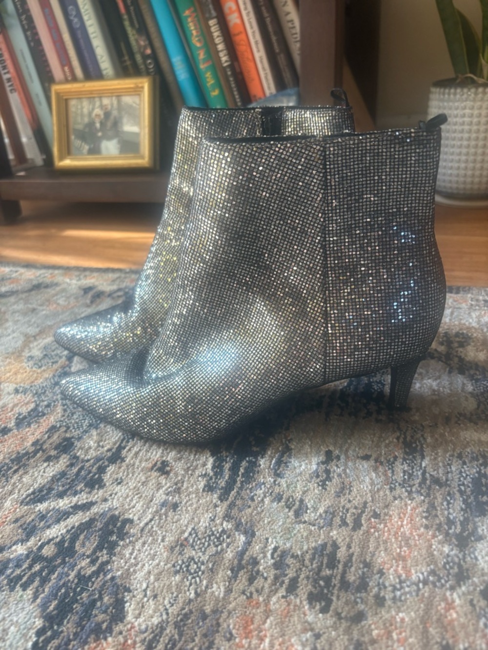 Women's Sparkle Pointed-Toe Ankle Boots - Silver